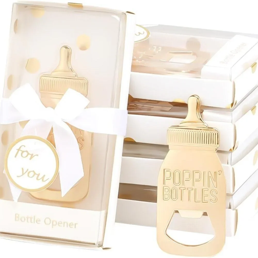 Set of 24 Boxed 'Poppin Bottles' Gold Bottle Opener‎s Baby Shower Gifts Favors